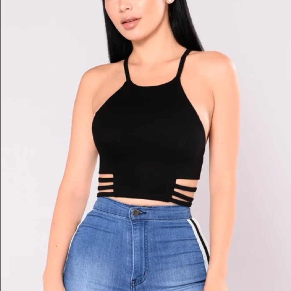 Fashion Nova zip up crop halter tank